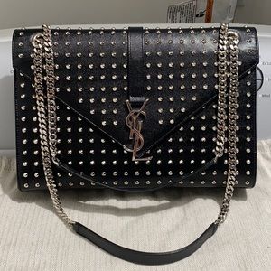Authentic YSL Grain de Poudre Matellase Studded